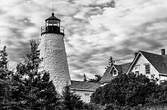 Dramatic Clouds by Dice Head Lighthouse in Maine -BW